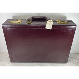 Vintage FRANZEN Briefcase Top Grain Leather  Burgundy With Suede 17.3/4”x13”x3.5